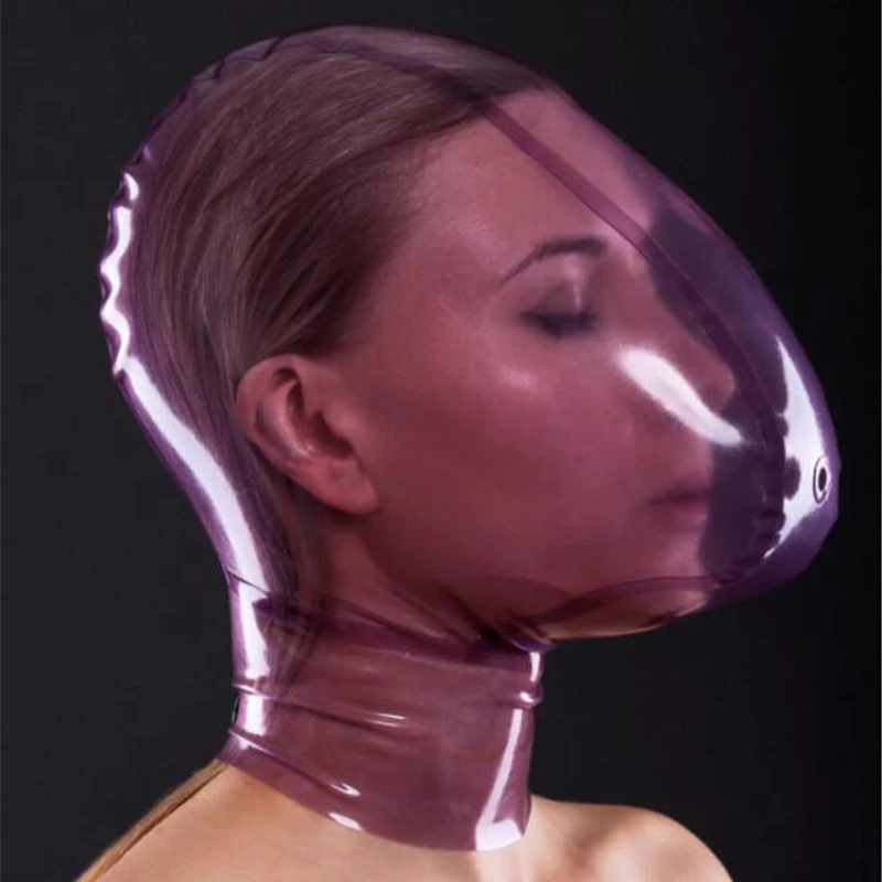 Latex Hood with Breath Control Hole for Play Suffocating Rubber Mask Club Wear - Image 1 of 4