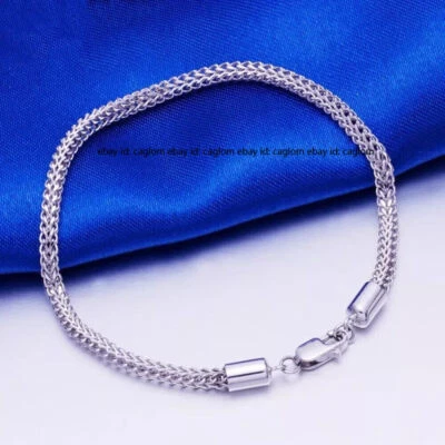 Real Platinum 950 Women Men Bracelet Lucky Wheat Foxtail Chain Lobster Clasp - Image 1 of 4