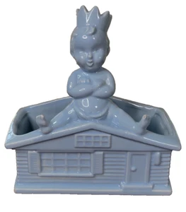 Vintage Haeger Pottery Dydee pannolino coronato bambino fioriera blu RARO LEGGI - Foto 1 di 12