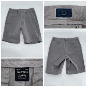 Crewcuts Stanton Chino Shorts Boys Sz 16 Gray Cotton Flat Front NWOT YGI L4-18 - Picture 1 of 15