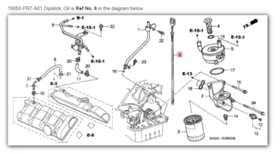 Varilla de medición HONDA ACURA GENUINA OEM NSX, tubo respirador de aceite ☆ 15650-PR7-A01 ☆ Foto 1 de 2