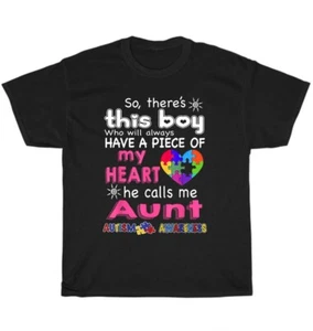 There's This Boy He Calls Me Aunt Autism Awareness T-Shirt Unisex Tee Gift NEW - Picture 1 of 4