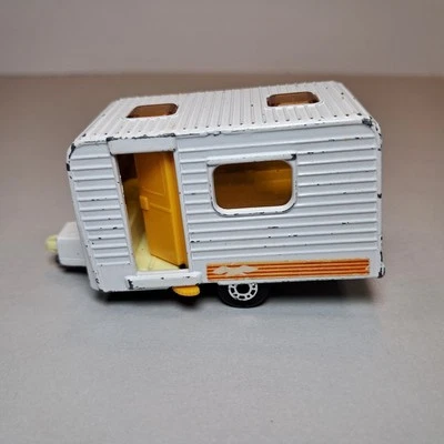 1977 Matchbox Superfast No.31 Caravan Camper Trailer White/Orange 1:64 Door Open - Image 1 of 4
