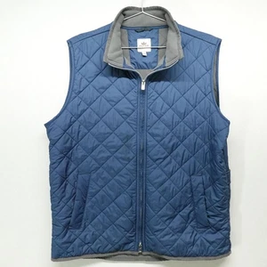 Peter Millar Vest Mens Medium Blue Quilted Fleece Lined Full Zip Golf Two Way - Picture 1 of 14