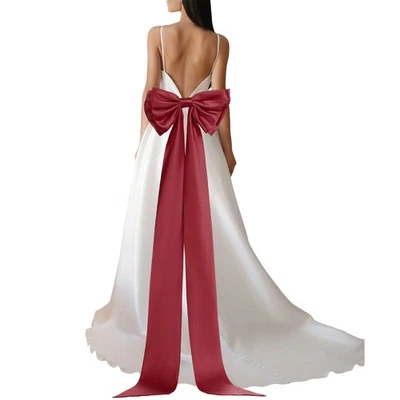 Satin große Schleife für Brautkleider, lange abnehmbare Satinschleife 59" burgund - Bild 1 von 4