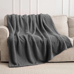 Dark Grey 300GSM Super Soft Throw Blanket for Couch Sofa Bed Cozy Blankets fo... - Picture 1 of 7