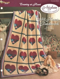 All Hearts Patchwork Crochet Afghan Pattern Cardstock Page Country at Heart - Picture 1 of 1