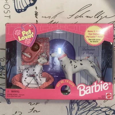 Barbie Pet Lovin’ Dalmatian and Puppy 1998 Mattel Doll NIB bowl bed 20849  - Image 1 of 4
