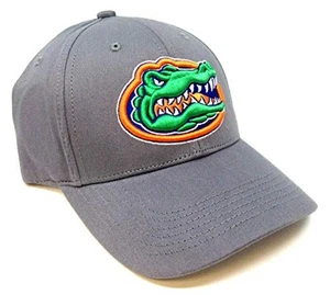 UNIVERSITY OF FLORIDA GATORS MASCOT LOGO UF GREY ADJUSTABLE CURVED BILL HAT CAP - Picture 1 of 1