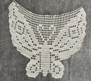 Vtg Handmade Filet Crocheted Butterfly Embellishment/ Ends For Project Ecru 8x8 - Picture 1 of 4