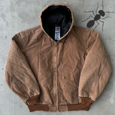 Chaqueta de trabajo vintage Y2K Carhartt J300 marrón con capucha Foto 1 de 4