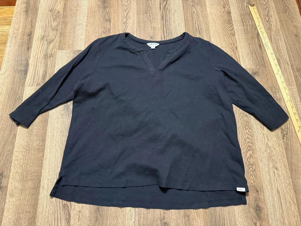 Orvis Shirt, Women's Size XL, Black, 3/4 Sleeve, V-neck, Pullover - Image 1 of 4