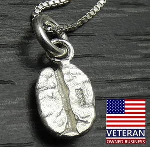 Sterling Silber Kaffeebohne Anhänger Charm Halskette 18 Zoll Box Kette - Bild 1 von 9