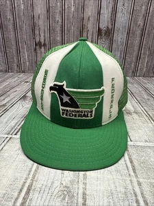 New Vtg 80's Washington Federals AJD Lucky Stripes Hat USFL Football Trucker Cap - Picture 1 of 10