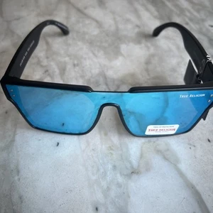 Occhiali da sole True Religion nero blu opaco specchiato rari nuovi con etichetta - Foto 1 di 13