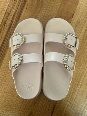 NEW Stuart Weitzman Pearl Buckle Slide Sandal - Womens 7B - Image 1 of 4