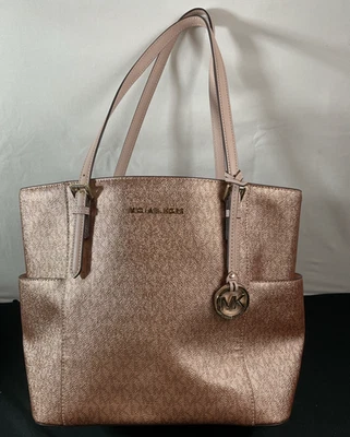 MICHAEL KORS JET SET TRAVEL LARGE TOTE BAG HANDBAG PURSE NWT SF PINK ROSE GOLD - Image 1 of 4
