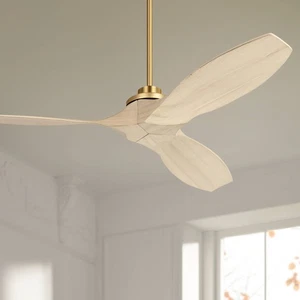 52" Visual Comfort Collins Brass Damp Rated Smart Fan with Remote - Picture 1 of 3