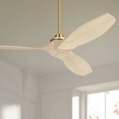52" Visual Comfort Collins Brass Damp Rated Smart Fan with Remote - Image 1 of 3