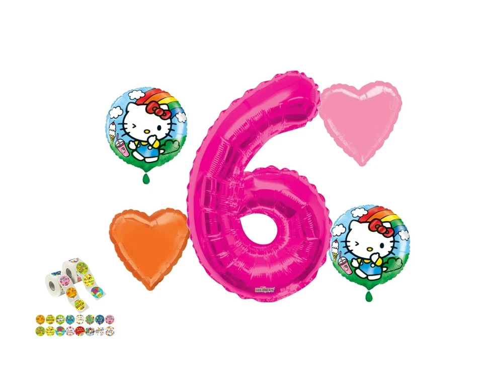 Hello Kitty 6to Cumpleaños Globo Ramo Cumpleaños Decoraciones Suministros Foto 1 de 1