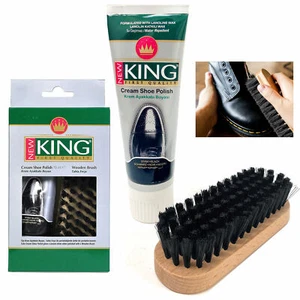 1 Set Black Shoe Shine Kit Boot Polish Leather Cream 75mL Protector Wooden Brush - Picture 1 of 1