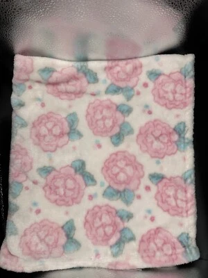 Baby Essentials Vtg Pink Roses Flowers Floral Security Baby Blanket Fleece 30” - Image 1 of 4
