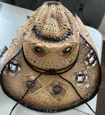 SOM HER Women’s Western Cowgirl Hat Straw Braided Festival Beach Bohemian sz M - Image 1 of 4