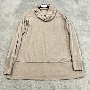 Garnet Hill Wasserfallausschnitt Strick Tunika Pullover Damen XS Beige Tencel Stretch Relaxed - Bild 1 von 15