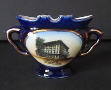 Early 20th Century Souvenir Cobalt Blue Vase Oliver Hotel South Bend Indiana