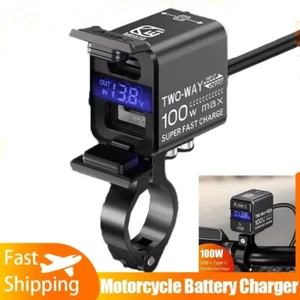 Chargeur Batterie Moto 12V Bidirectionnel 100W USB C Charge Super Rapide Etanche - Photo 1 sur 9