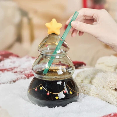 Authentic Starbucks China 2022 Christmas Tree 22oz Glass Straw Cup Tumbler - Image 1 of 4