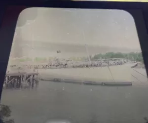 Silver Slide Negative Prison Ship Jittery Navy Yard Color 1800-1900 Glass Phot - Picture 1 of 4