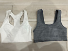 2 ladies SPORTS BRAS LOT all in motion GRAY WHITE dance gym yoga top SMALL