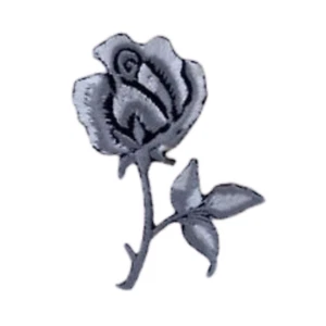 Parches de bordado de flores blancas y negras rosa hierro sobre costura ropa chaquetas - Imagen 1 de 2