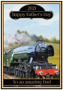 Personalised Flying Scotsman Steam Train Theme Father`s Day Card - Gorgeous ! - Picture 1 of 2