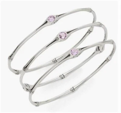 JUEGO BRAZALETE BRAZALETE PLATA AMATISTA ROSA DE FRANCIA BAMBÚ JOHN HARDY/3 NUEVO CON ETIQUETAS $650 Foto 1 de 4