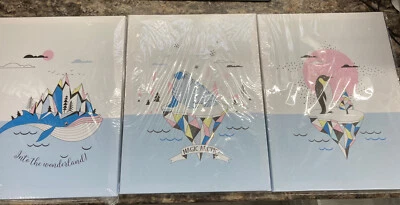 Conjunto de 3 Fotos de Lona 12" x 16" Decoração de Quarto Infantil Baleia Pinguim e Morsa - Imagem 1 de 4