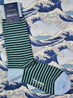 T M Lewin Jermyn St. Men's Cotton Socks Thin Stripe Navy Green UK Medium 6-9 £9