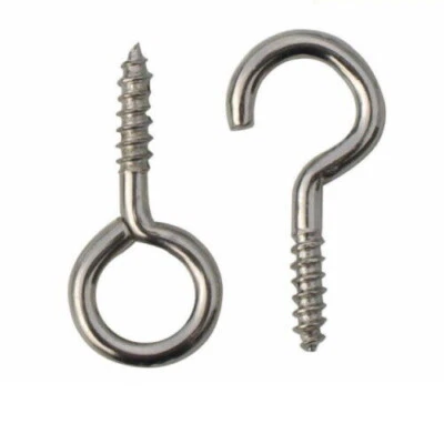 Stainless Steel A2 Hooks Eyelet Screw In Eye Vine Loop Hook Hoop Picture Curtain