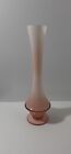 Retro Art Glass Single Flower Footed Tall Vase Peach with White Cased 10.75" H