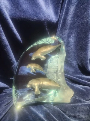 Auténtica estatua de la tribu manatí de Wyland Studios de 12,5 pulgadas de alto. Foto 1 de 4