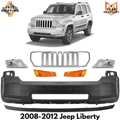 Front Bumper Cover Fascia Paintable & Grille Assembly For 2008-2012 Jeep Liberty - Изображение 1 из 4