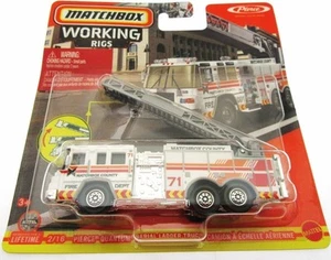 Matchbox Working Rigs ~ Pierce Quantum Aerial Ladder Fire Truck ~ White ~ Metal - Picture 1 of 8
