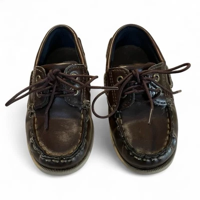 Eddie Bauer Niños Pequeños Clásicos Marrón Cuero Barco Zapatos Mocasines Talla 5 Foto 1 de 4