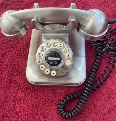 Teléfono POTTERY BARN Gran Teléfono Metal Cepillado Pulsador Etiqueta Original Foto 1 de 4