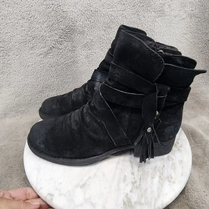 Born Shoes Mujer Talla 6.5 Eton Negro Gamuza Borla Correa Cremallera Lateral Botines - Imagen 1 de 13