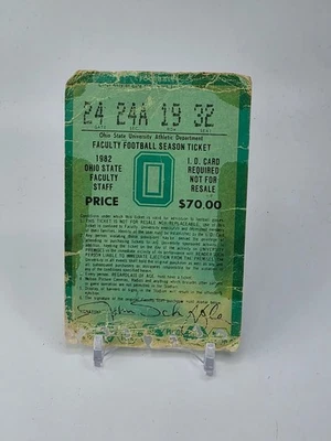 Vintage 1982 Ohio State Football OSU Ticket Stub Buckeyes Faculty Season Ticket - Image 1 of 2