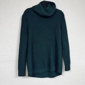 Suéter LL Bean Forest Verde Grueso Tejido Cuello Alto Mujer L Largo Preppy Acogedor - Imagen 1 de 10