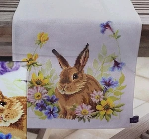 Vervaco Gezählt Kreuzstich Tischläufer Tischdecke Hase/Hase Blumen 12"x33" - Bild 1 von 5