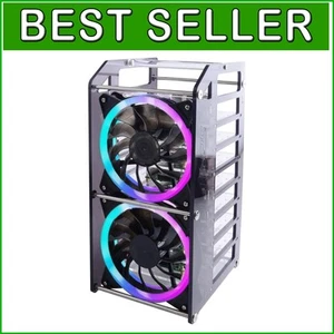 Versatile Raspberry Pi 4B/3B+ Cluster Case with LED Cooling Fan - 8-Layer Rack - Afbeelding 1 van 11